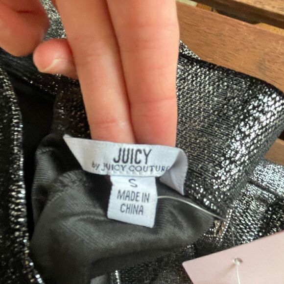 NWT Juicy Couture shine velour Jacket+mid rise wide leg pant S(Matching Set) - Picture 12 of 16